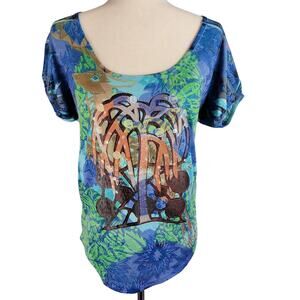 Custo Barcelona Vintage y2k Short Sleeve Floral Graphic Top Size 3 M NWT New